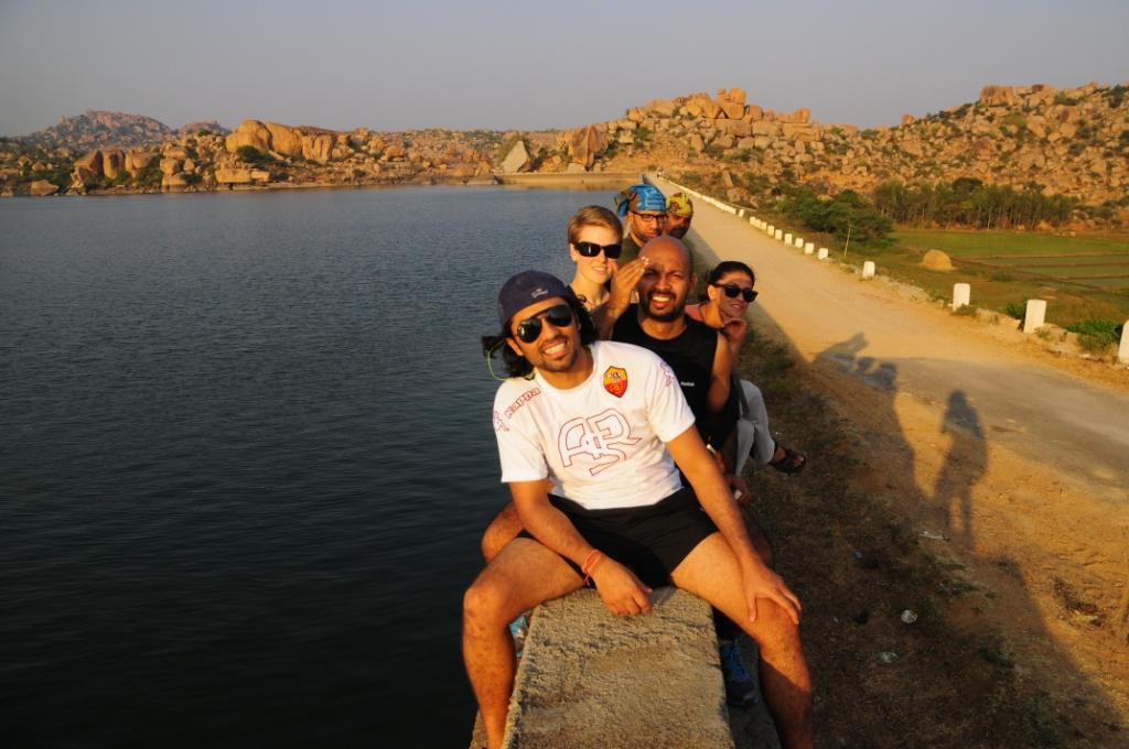 group photo at the lake
